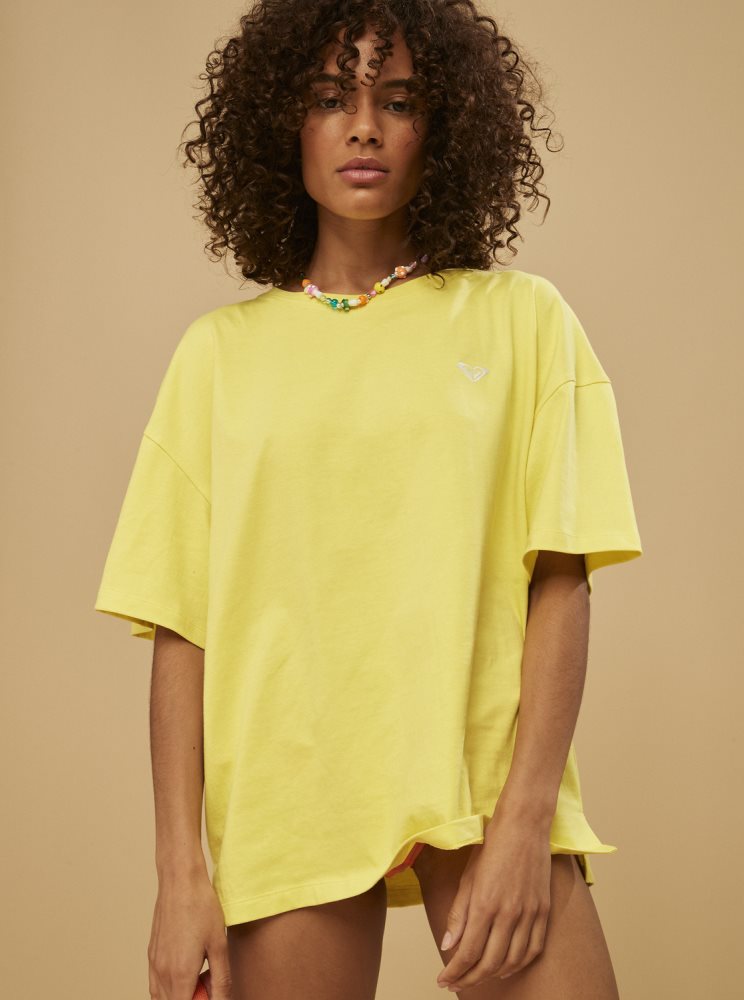 Yellow Purple Women's Roxy Surf.Kind.Kate. Oversized T Shirts | USA CWYJ-08793