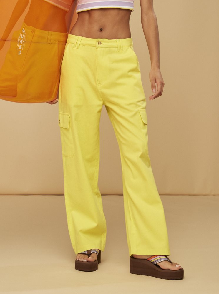 Yellow Purple Women's Roxy Surf.Kind.Kate. Cargo Pants | USA VKON-09618