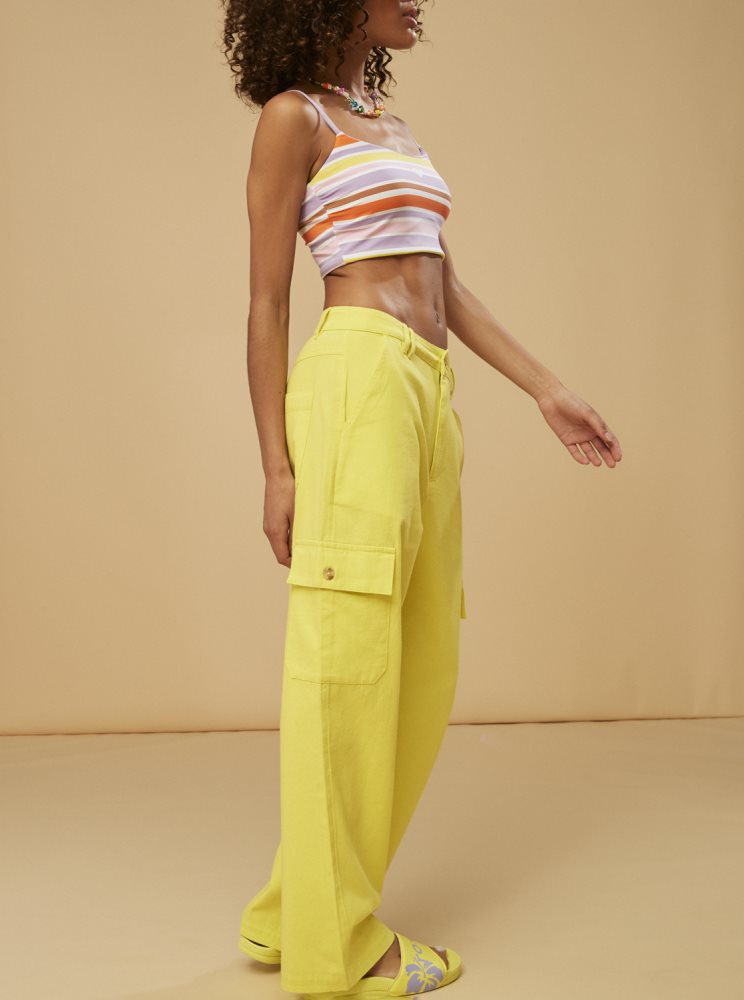 Yellow Purple Women's Roxy Surf.Kind.Kate. Cargo Pants | USA VKON-09618