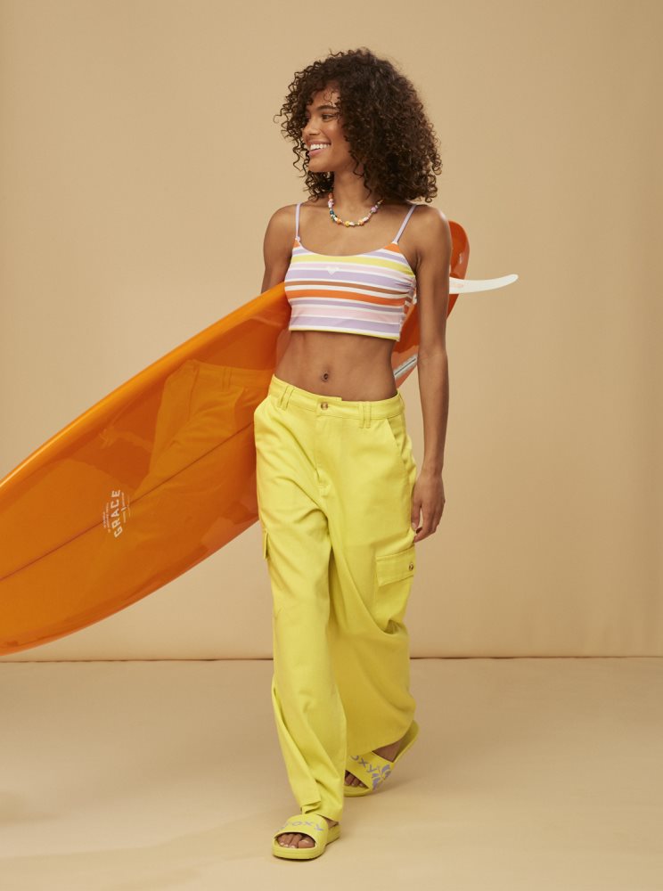 Yellow Purple Women's Roxy Surf.Kind.Kate. Cargo Pants | USA VKON-09618