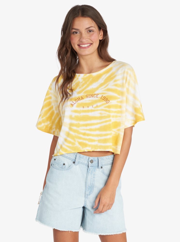 Yellow Women\'s Roxy Aloha Day Oversized T Shirts | USA XWIA-28431