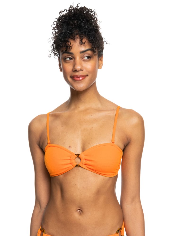 Yellow Women's Roxy Color Jam Bandeau Bikini Tops | USA DZNV-35120