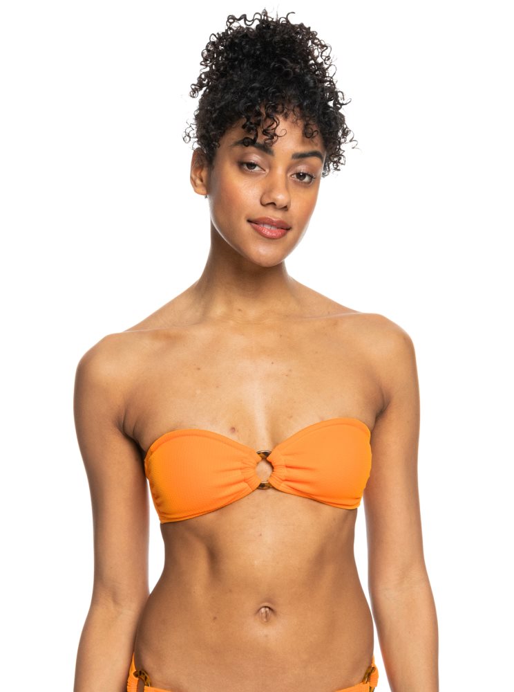 Yellow Women's Roxy Color Jam Bandeau Bikini Tops | USA DZNV-35120