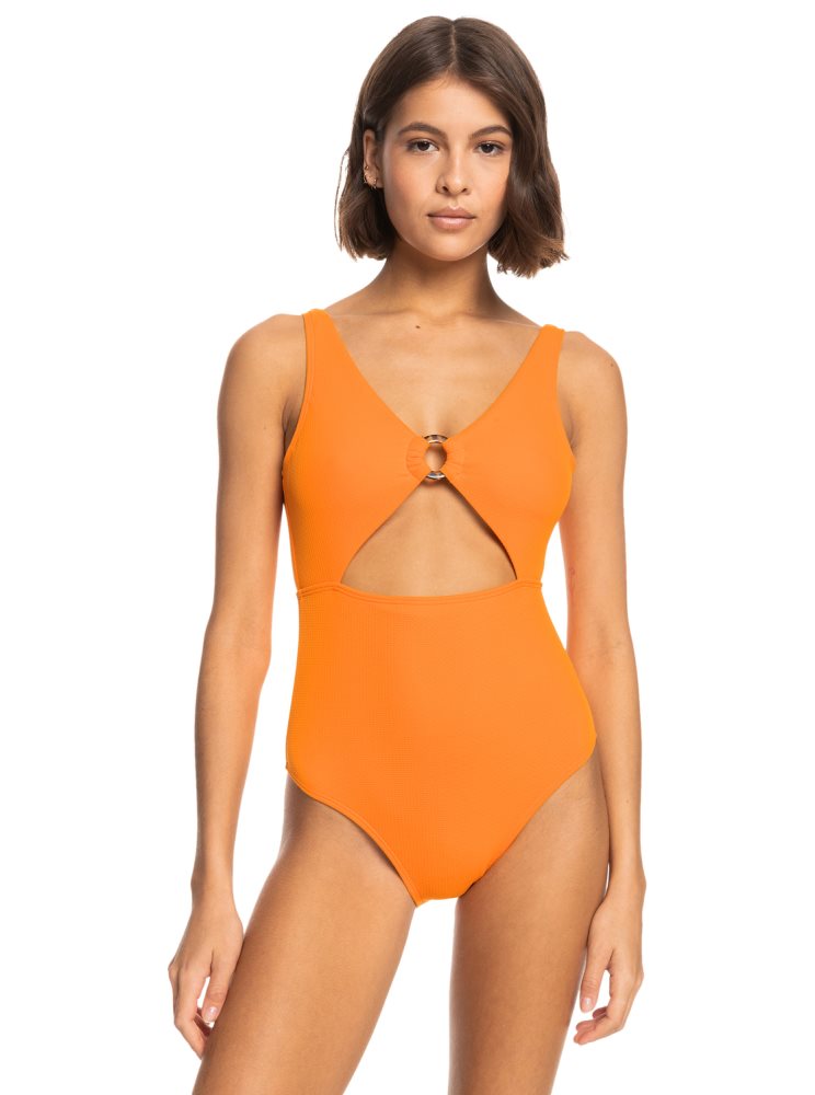 Yellow Women's Roxy Color Jam One Piece Swimsuits | USA WJNF-45970