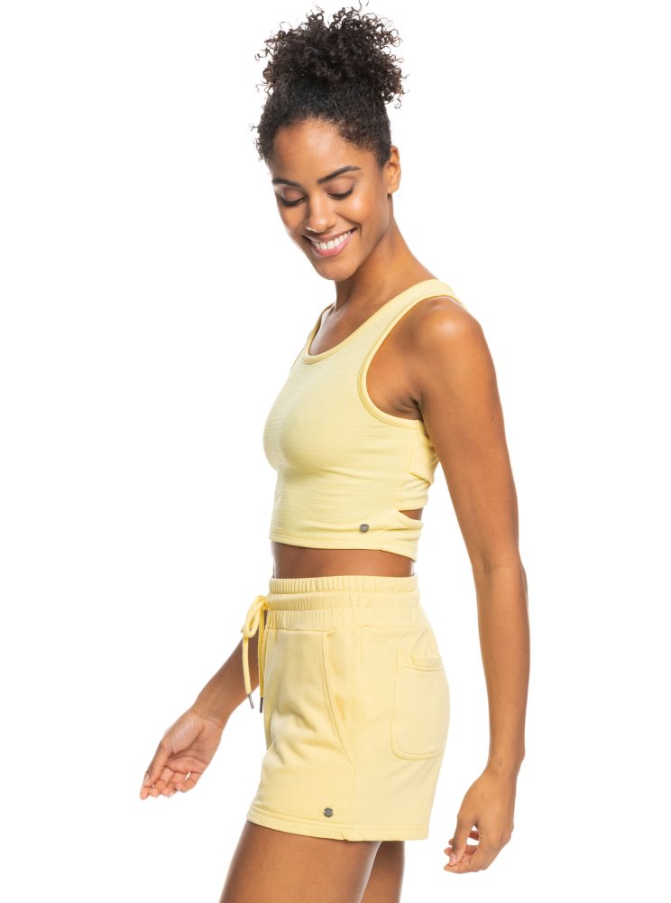 Yellow Women's Roxy Good Keepsake Crop Tops | USA PBSE-30941