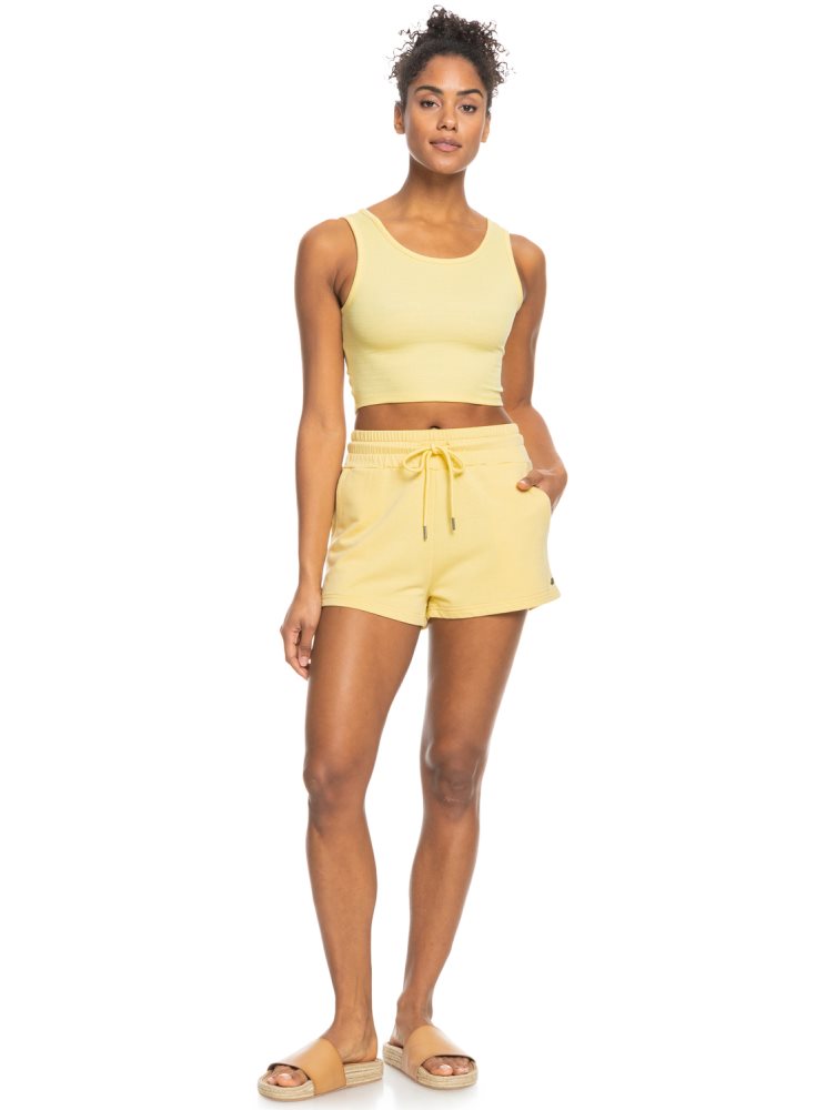 Yellow Women's Roxy Good Keepsake Crop Tops | USA PBSE-30941