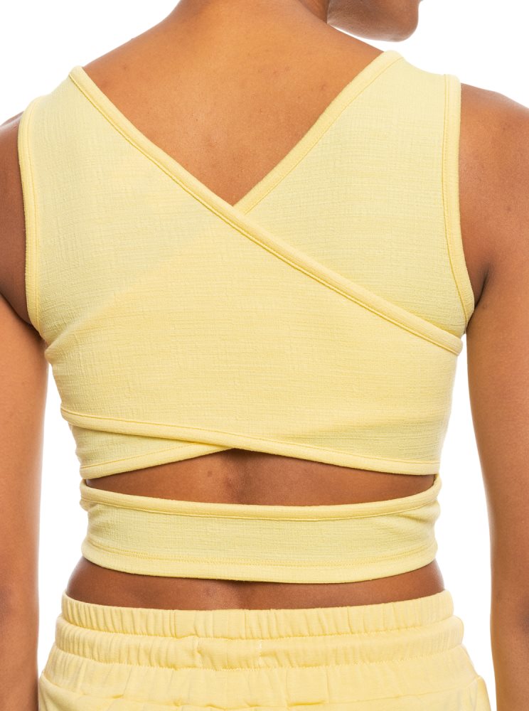 Yellow Women's Roxy Good Keepsake Crop Tops | USA PBSE-30941