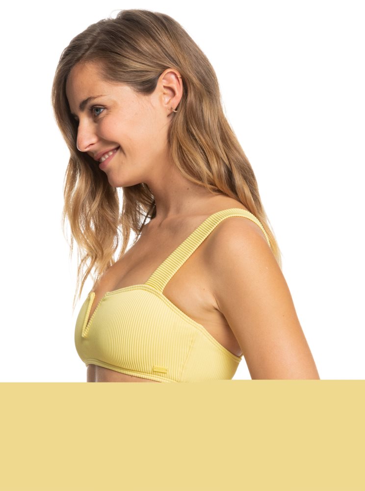 Yellow Women's Roxy Love Bralette Bikini Tops | USA YOUG-48296