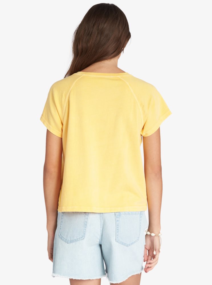 Yellow Women's Roxy Sun Around Us T Shirts | USA WLIH-86572