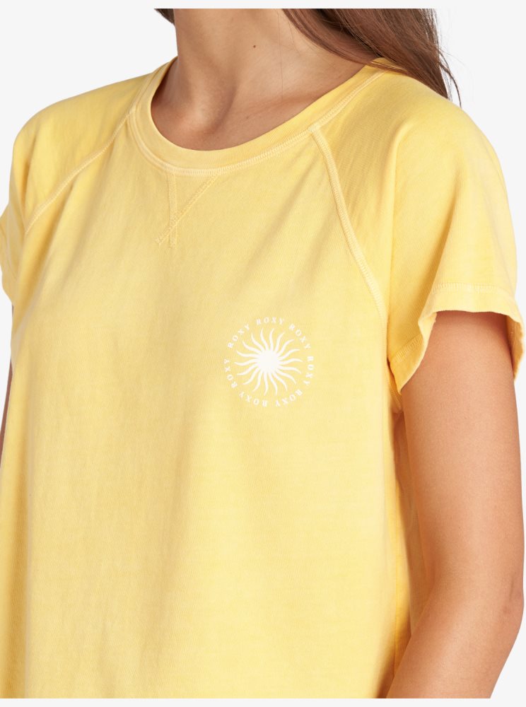 Yellow Women's Roxy Sun Around Us T Shirts | USA WLIH-86572