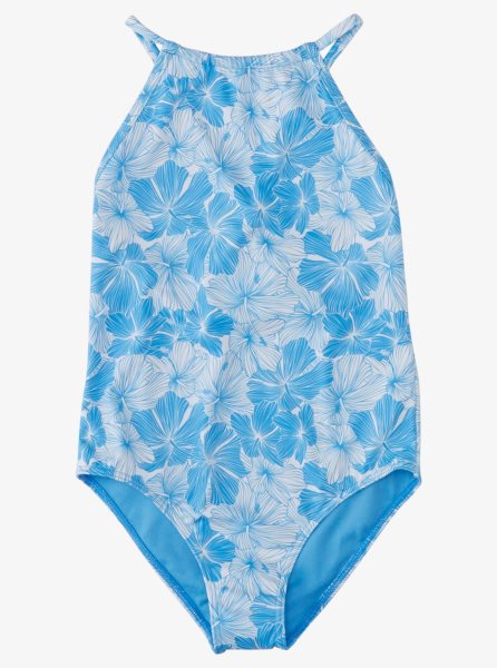 AZURE Blue Kids' Roxy 7-16 Joyful Ride One Piece Swimsuits | USA HLPT-96315