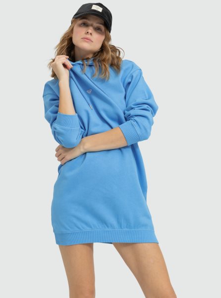 AZURE Blue Women's Roxy Surfing Oversized Sweatshirt Dress | USA WFEA-56013