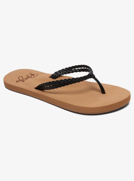 Black Kids' Roxy 4-16 Costas Flip Flops | USA WBUO-82067