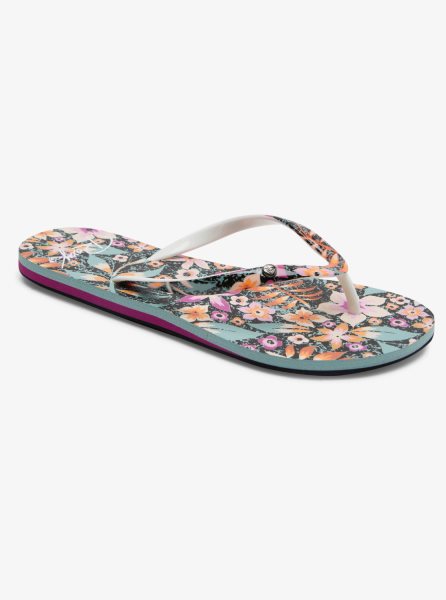 Black / Purple / Orange Women's Roxy Portofino Flip Flops | USA FUSN-38976