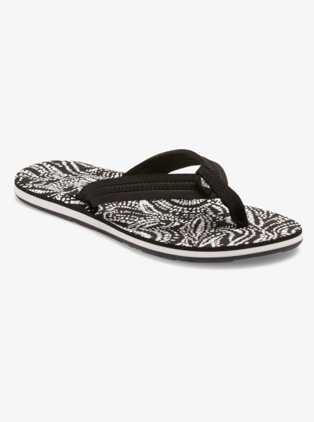 Black / White / Black Women's Roxy Vista Loreto Flip Flops | USA KYBJ-75483