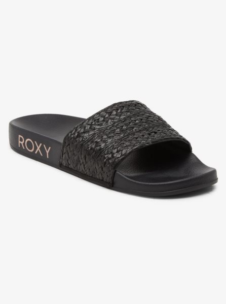 Black Women's Roxy Slippy Jute Sandals | USA ATCQ-24807