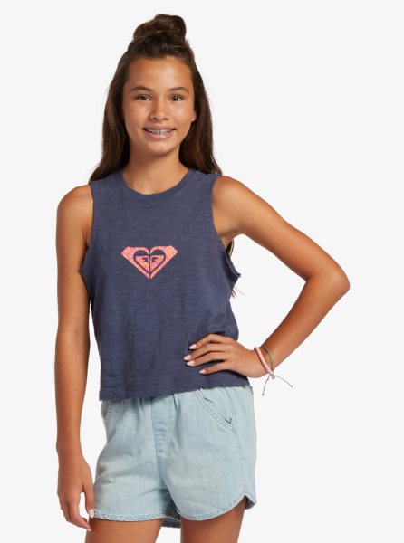 Blue Kids' Roxy 4-16 Crush Sleeveless T Shirts | USA ZVOH-10263