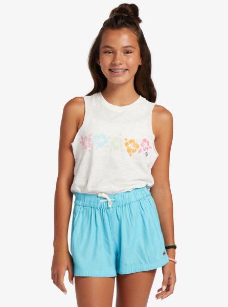 Blue Kids' Roxy 4-16 Una Mattina Elastic Waist Shorts | USA FGOA-53604