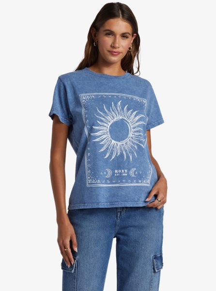 Blue Women's Roxy Celeste Oversized T Shirts | USA ONMZ-84053