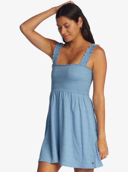 Blue Women's Roxy Hanging 10 Knit Off-The-Shoulder Dress | USA YVWZ-73960