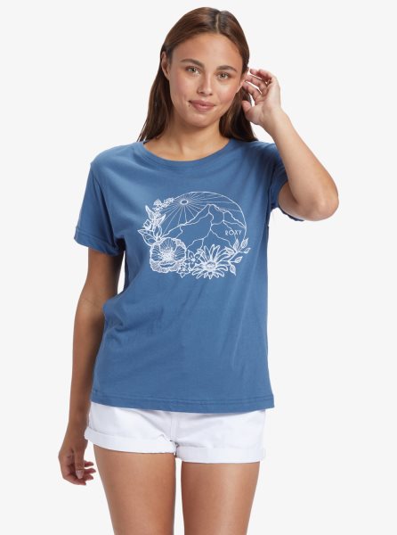 Blue Women's Roxy Mountain Day Oversized T Shirts | USA UPDJ-78493