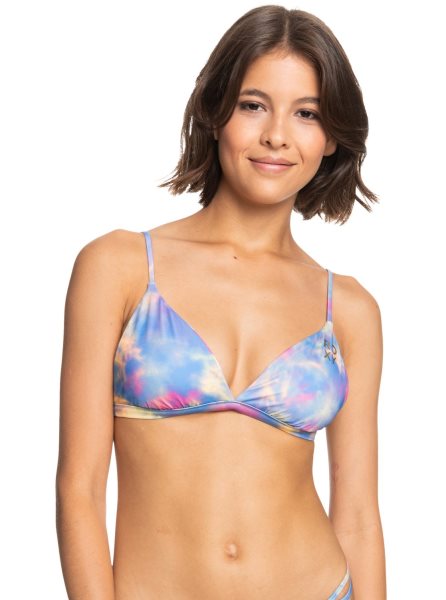 Blue Women's Roxy POP SURF Reversible Fixed Triangle Bikini Tops | USA UEFO-26439