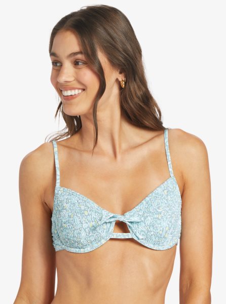 Blue Women's Roxy Seaside Tropics Underwire Smock Bra Bikini Tops | USA CMRW-28473