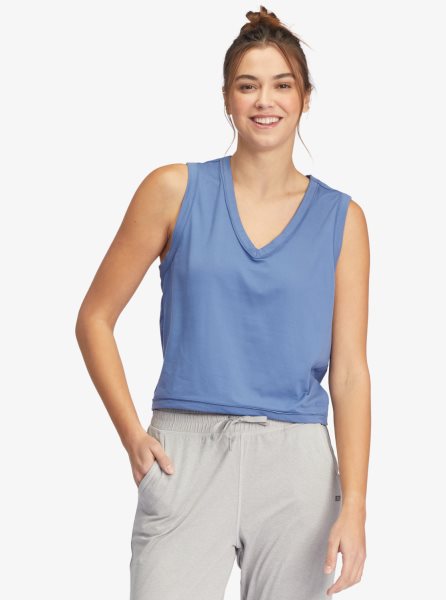 Blue Women's Roxy Sun Might Shine V-Neck Tanks | USA XMTH-63025