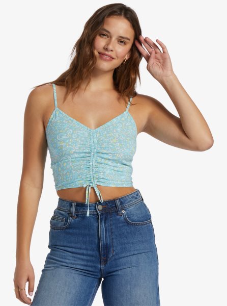 Blue Women's Roxy Vibrant Light Strappy Crop Tops | USA AMRL-06291