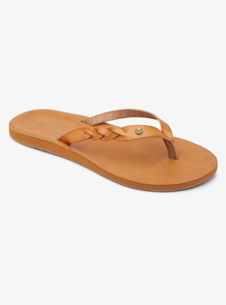 Brown / Brown Women's Roxy Liza Flip Flops | USA MFGB-16547