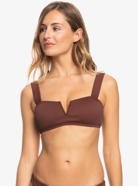 Chocolate Women's Roxy Love The Coco V Bralette Bikini Tops | USA WIQE-13748