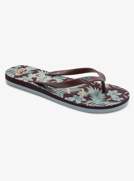 Chocolate Women's Roxy Tahiti Flip Flops | USA HAUW-01642