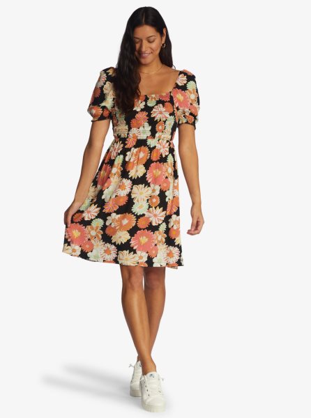 Dark Grey Women's Roxy Hello Petal Mini Dress | USA JNGL-72439