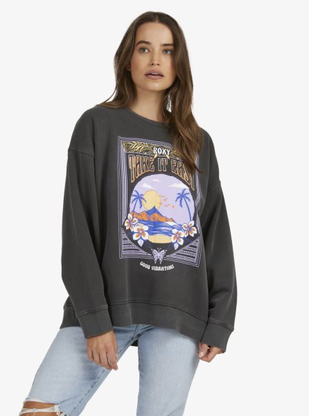 Dark Grey Women's Roxy Into The Night Sweatshirts | USA XGUE-79051