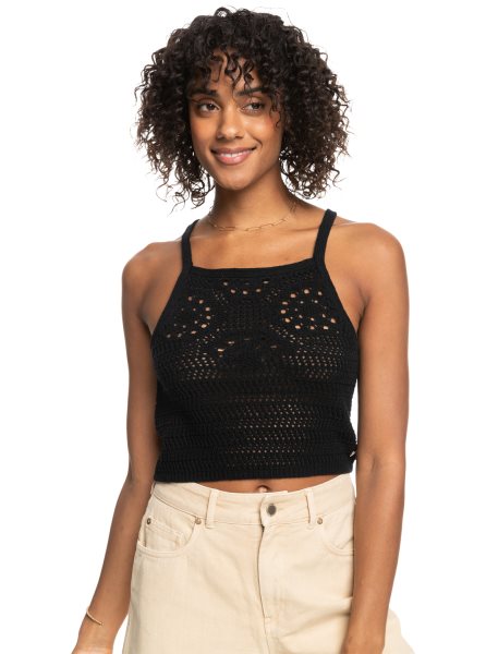 Dark Grey Women's Roxy Malibu Crush Knitted Halter Tops | USA UXMN-42038