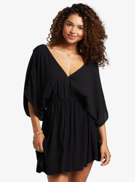 Dark Grey Women's Roxy Sun Baby Swim Cover-Up Dress | USA KDSP-58319