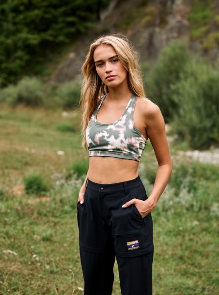 Deep Green Women's Roxy Back To You Printed Racerback Sports Bra | USA OCMX-10759