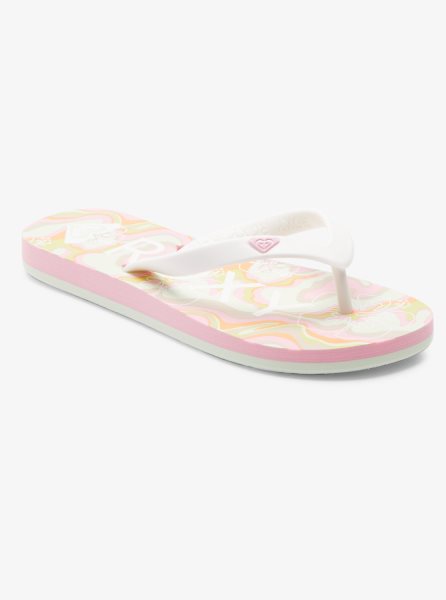 Green / Pink Kids' Roxy 4-16 Tahiti Flip Flops | USA JUYF-18643