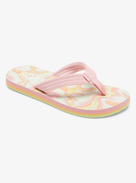 Green / Pink Kids' Roxy 4-16 Vista Loreto Flip Flops | USA ETPD-54926