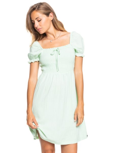 Green Women's Roxy Hello Mini Again Woven Dress | USA VGDF-16352