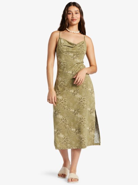 Green Women's Roxy Last Dance Midi Dress | USA WDJV-68023