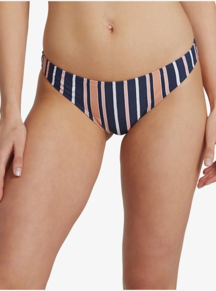 Indigo Stripes Women's Roxy Printed Beach Classics Moderate Bikini Bottoms | USA SCFV-17830