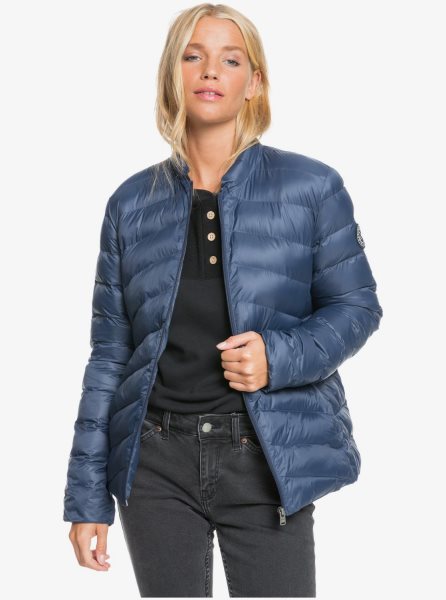 Indigo Women's Roxy Coast Road Puffy Zip-Up Jackets | USA NWYZ-72940