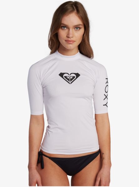 Light Blue Women's Roxy Florida Whole Hearted Short Sleeve UPF 50 Rashguards | USA HNYD-83547