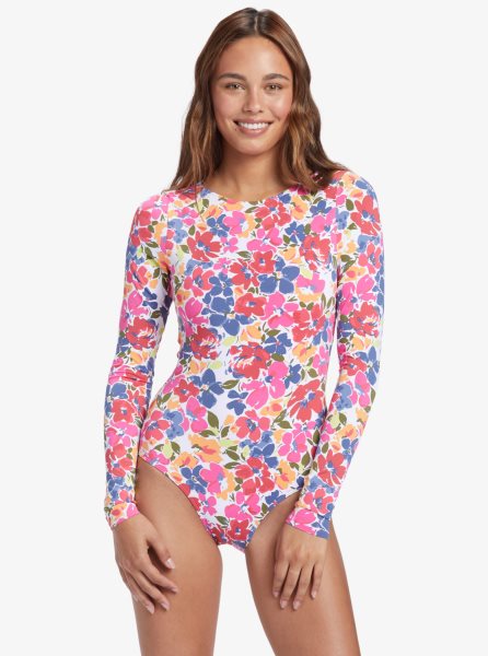 Multicolor Women's Roxy Bloomin Babe Long Sleeve One Piece Swimsuits | USA AZIS-16839