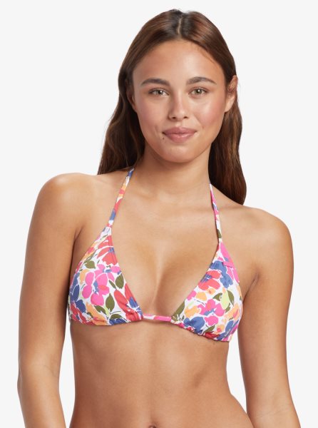 Multicolor Women's Roxy Bloomin Babe Tiki Tri Bikini Tops | USA FTWA-42076