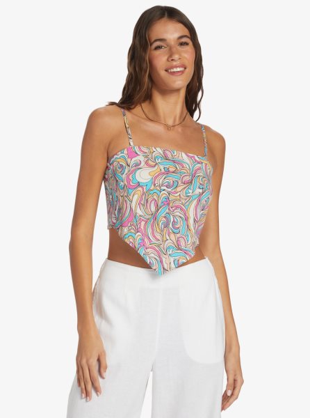 Multicolor Women's Roxy Iconic Place Strappy Crop Tops | USA BJMF-71864