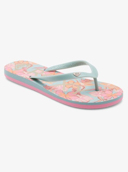 Olive Women's Roxy Tahiti Flip Flops | USA DIJS-23970