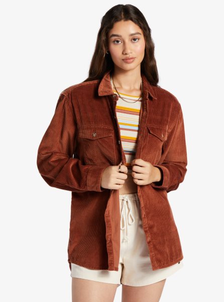 Orange Women's Roxy Let It Go Long Sleeve Corduroy Shirts | USA KMCX-12783