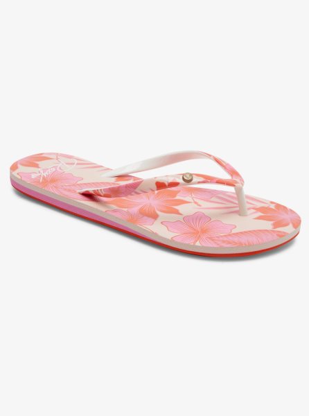 Pink Flower Women's Roxy Portofino Flip Flops | USA EGZC-46387